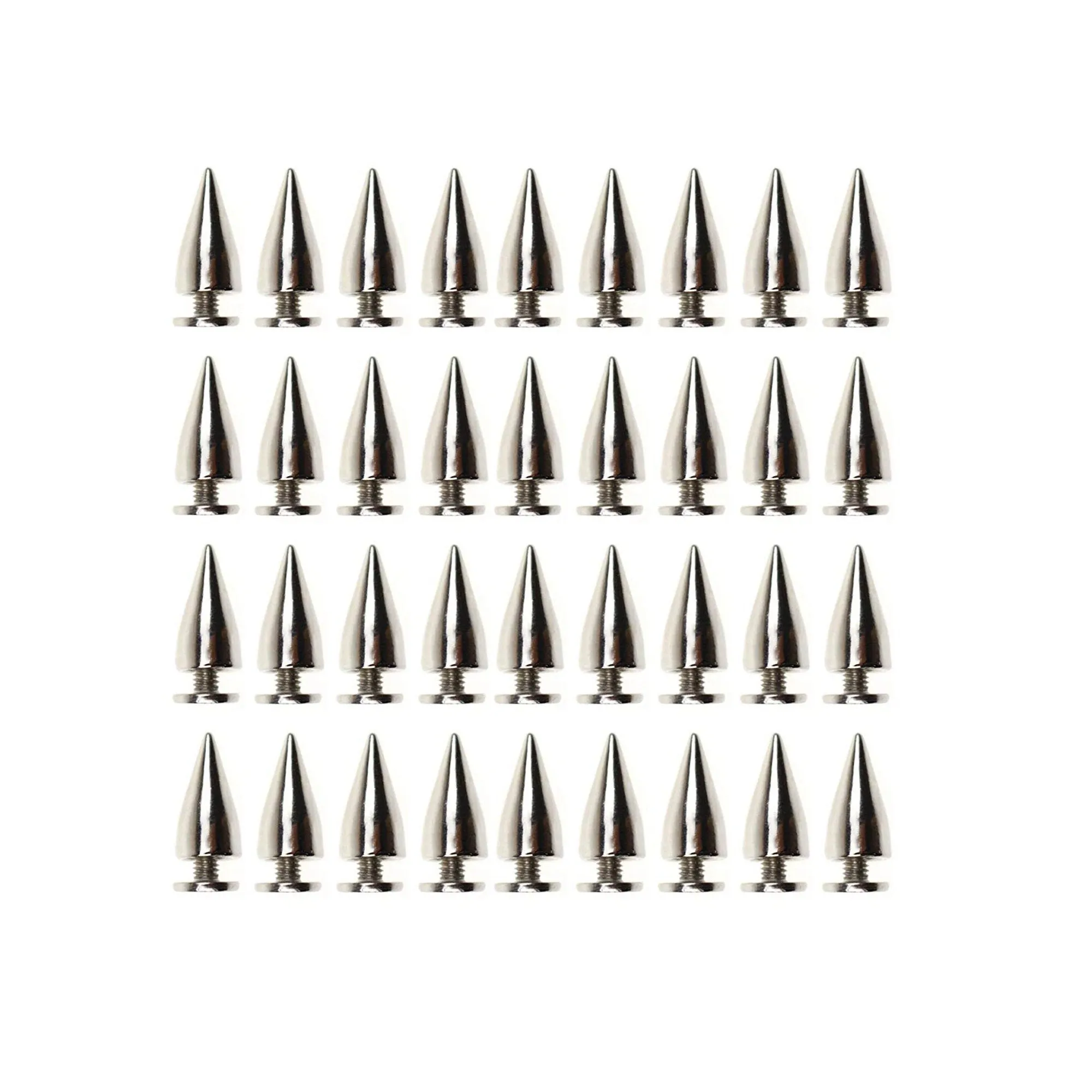 DYWISHKEY 100pcs 15mm Bullet Cone Spike and Stud Metal Screw Back for DIY Leather-Craft