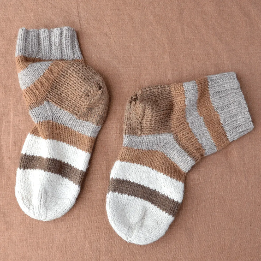 Enkhe's Hand Spun & Knitted Bed Socks - 100% Wool (42-43)*YOU MEND IT!