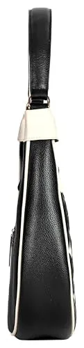 eske Elena Genuine Leather Half Moon Braided Shoulder Bag (Black Vanilla)