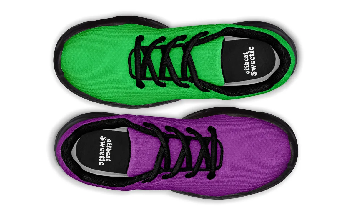 Green And Purple Mismatch Chunky Sneakers