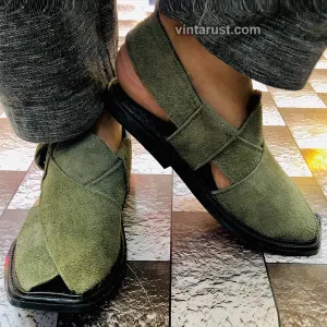 Green Handcrafted Traditional Men's Shoes