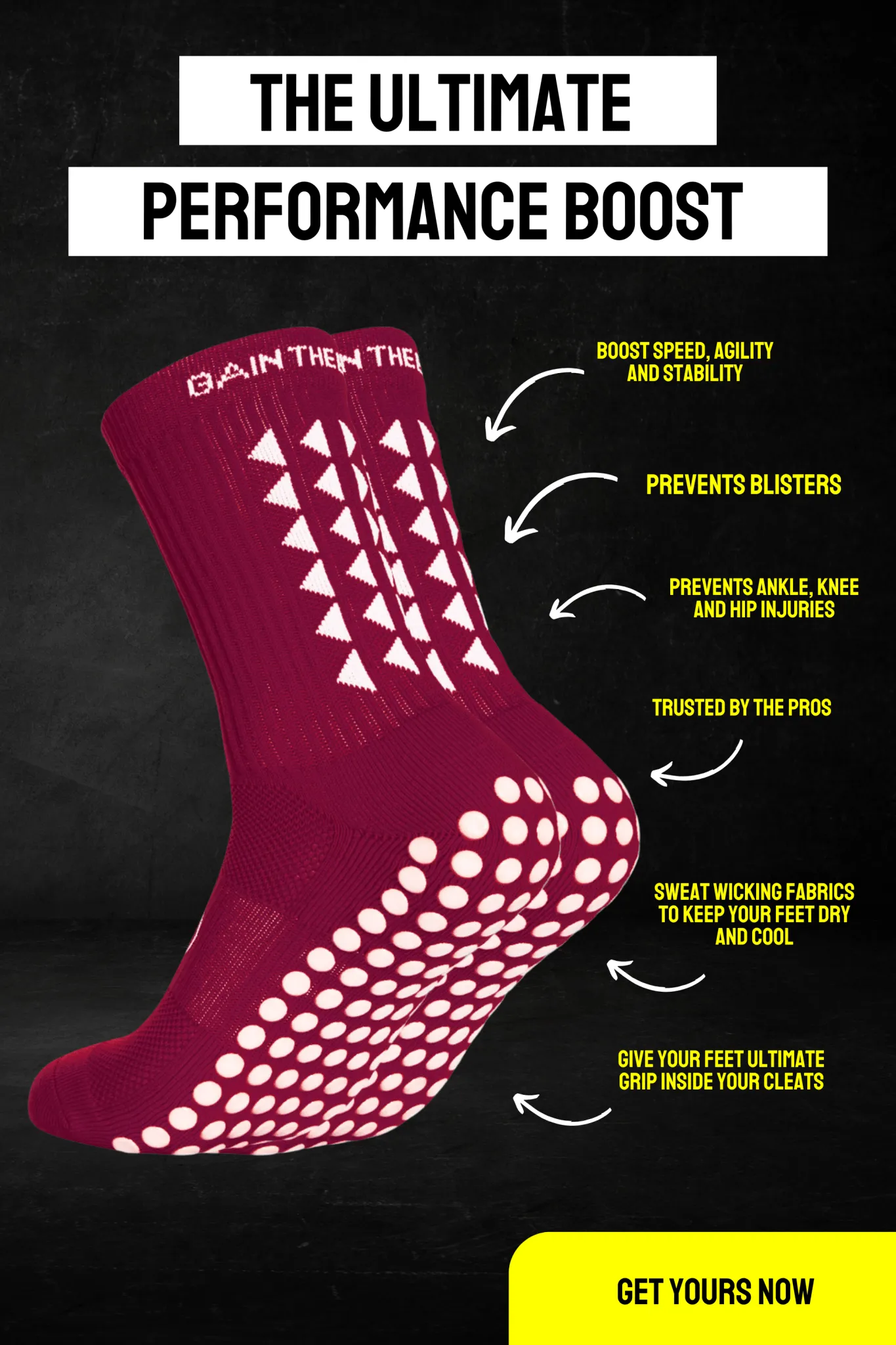 GRIP SOCKS 2.0  MidCalf Length - Maroon