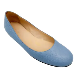 Gucci Baby Blue Guccissima Leather Ballerina Flats