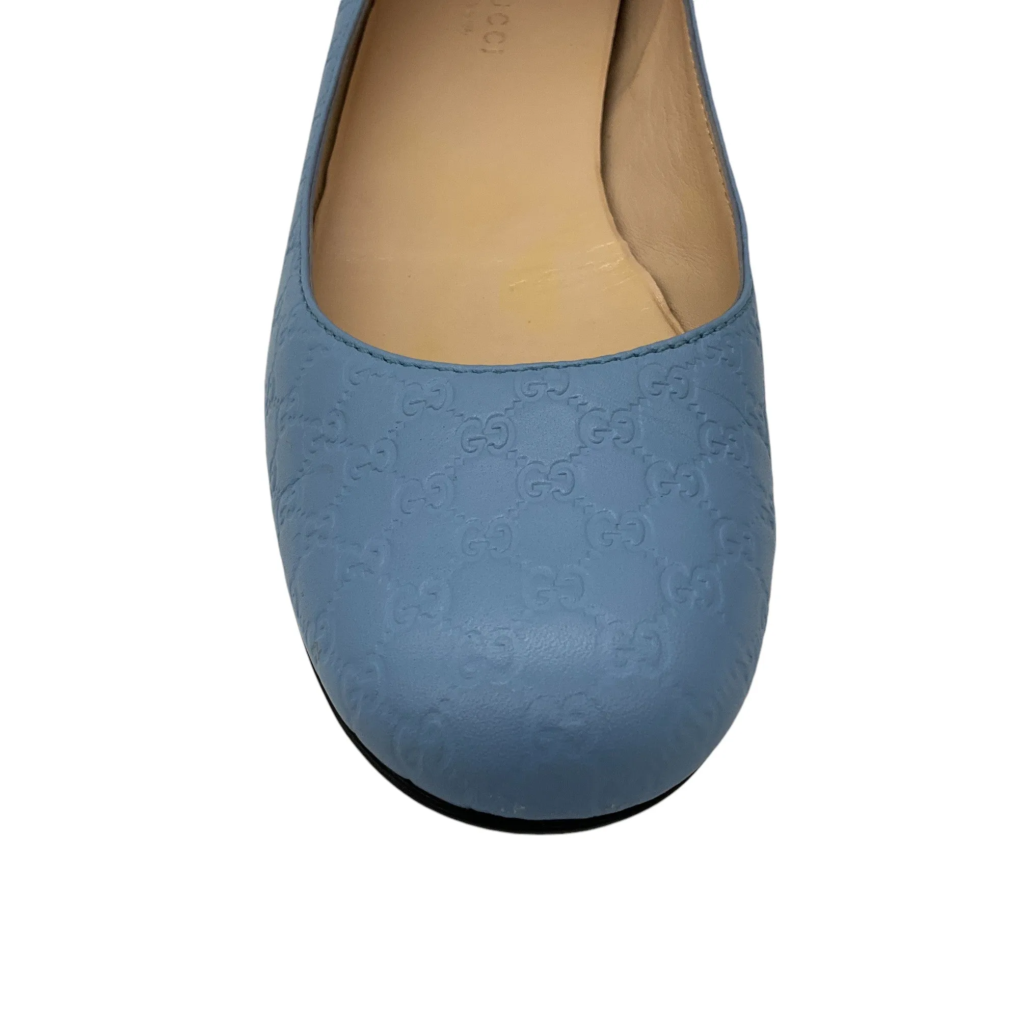 Gucci Baby Blue Guccissima Leather Ballerina Flats