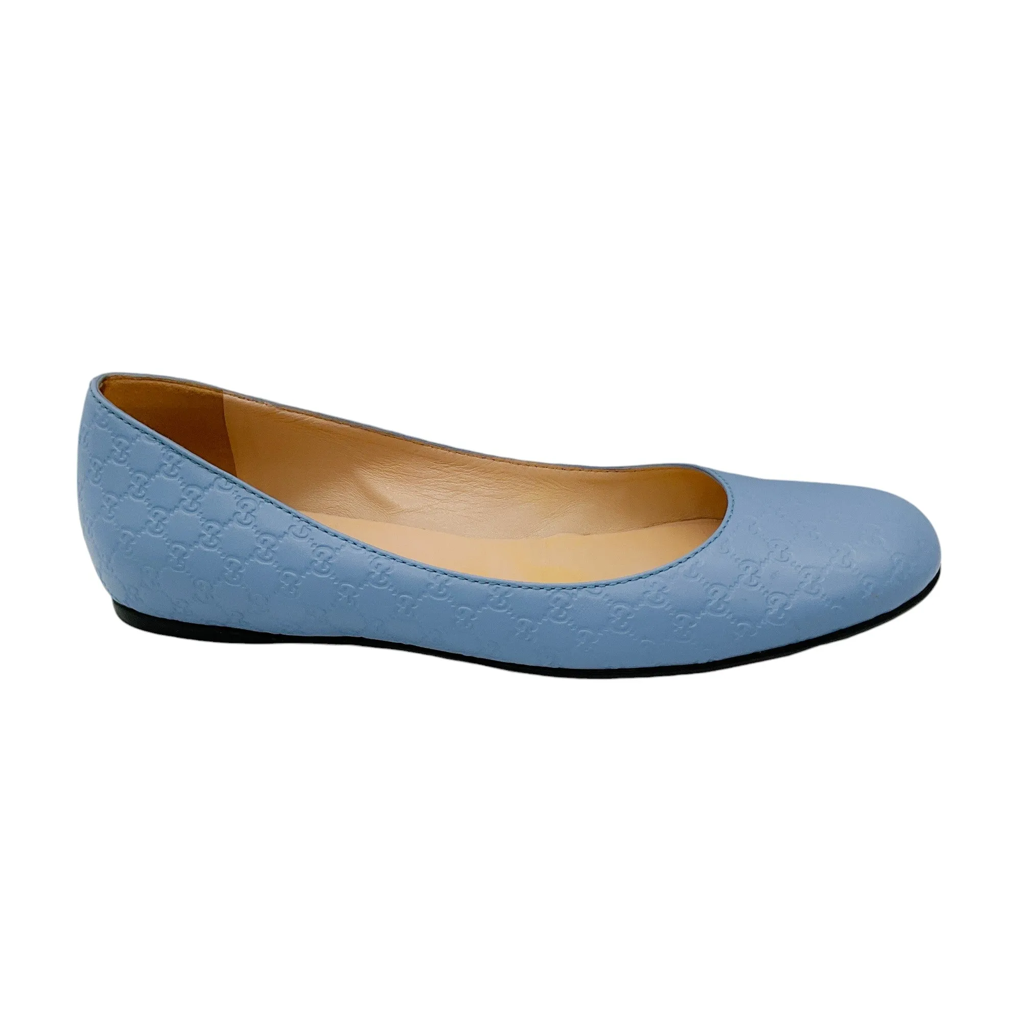 Gucci Baby Blue Guccissima Leather Ballerina Flats