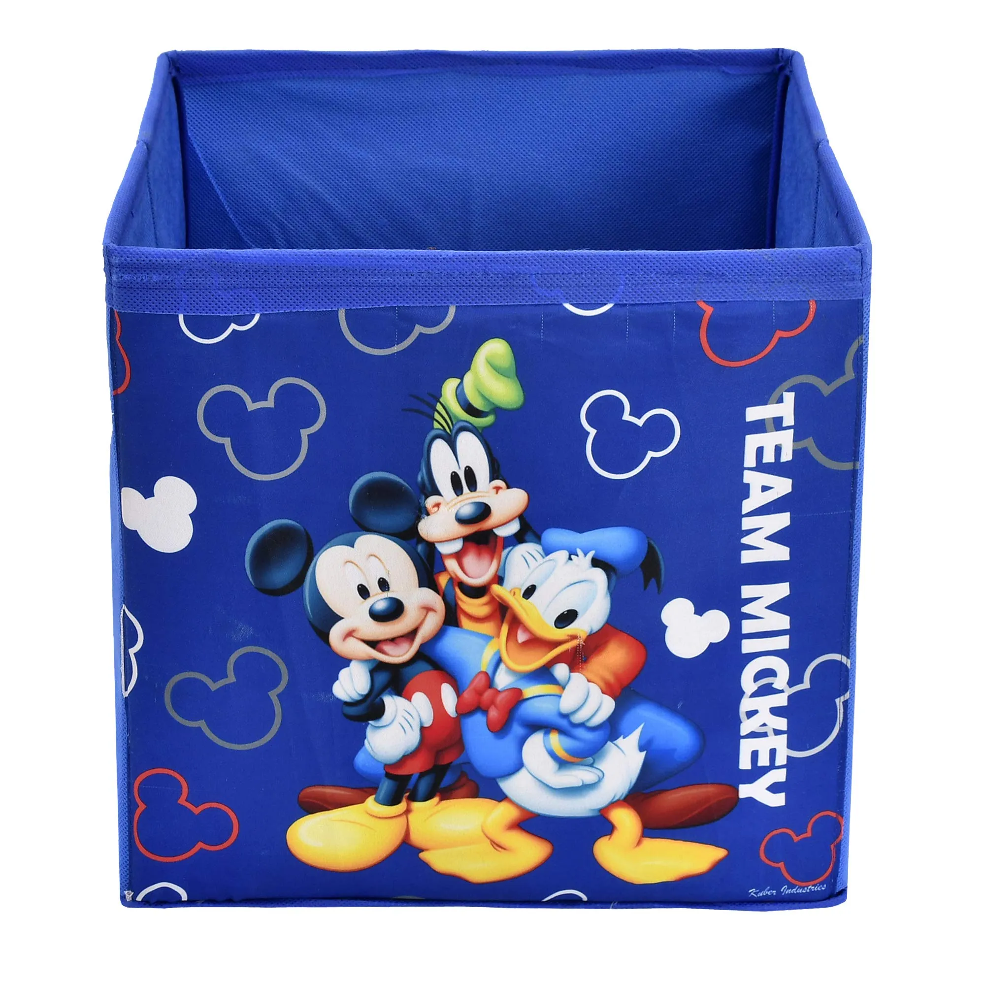 Heart Home Disney Team Mickey Print Non Woven Fabric Foldable Large Size Cloth Storage Box Toy, Books Wardrobe Organiser Cube with Handle (Royal Blue) HEART4980