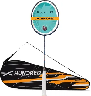 Hundred Cult 77 Feather Lite Swings Strung Badminton Racquet (Blue / Grey)