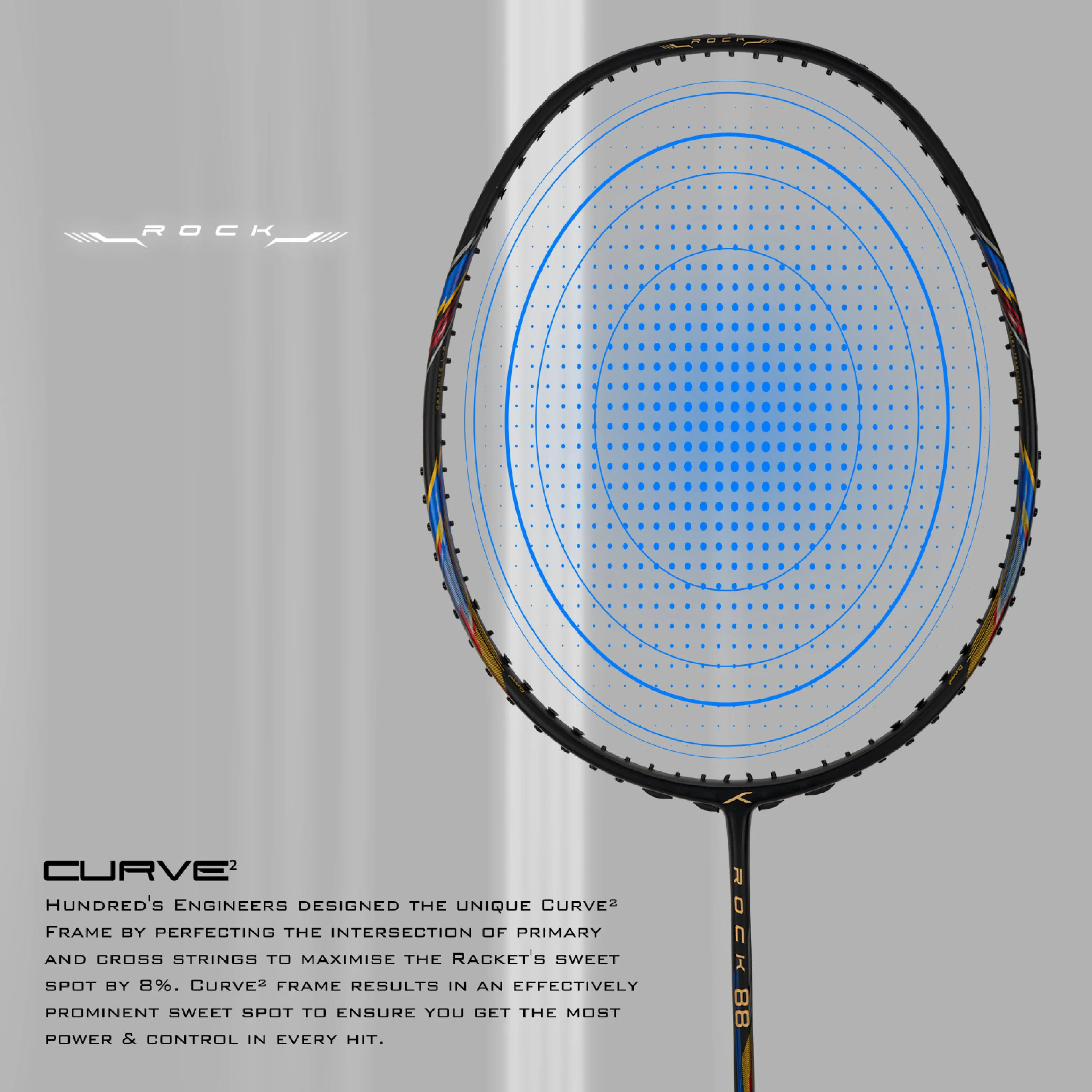 Hundred ROCK 88 Strung Badminton Racquet (Black)