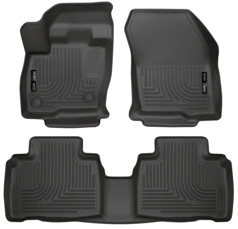 Husky Liners WeatherBeater Front / 2nd Row Floor Liner - Black / Textured - Ford Midsize SUV 2015-24