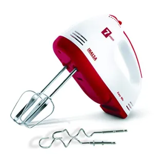 Inalsa Hand Mixer Easy Mix | Powerful 250 Watt Motor | Variable 7 Speed Control | 1 Year Warranty | (White/Red)