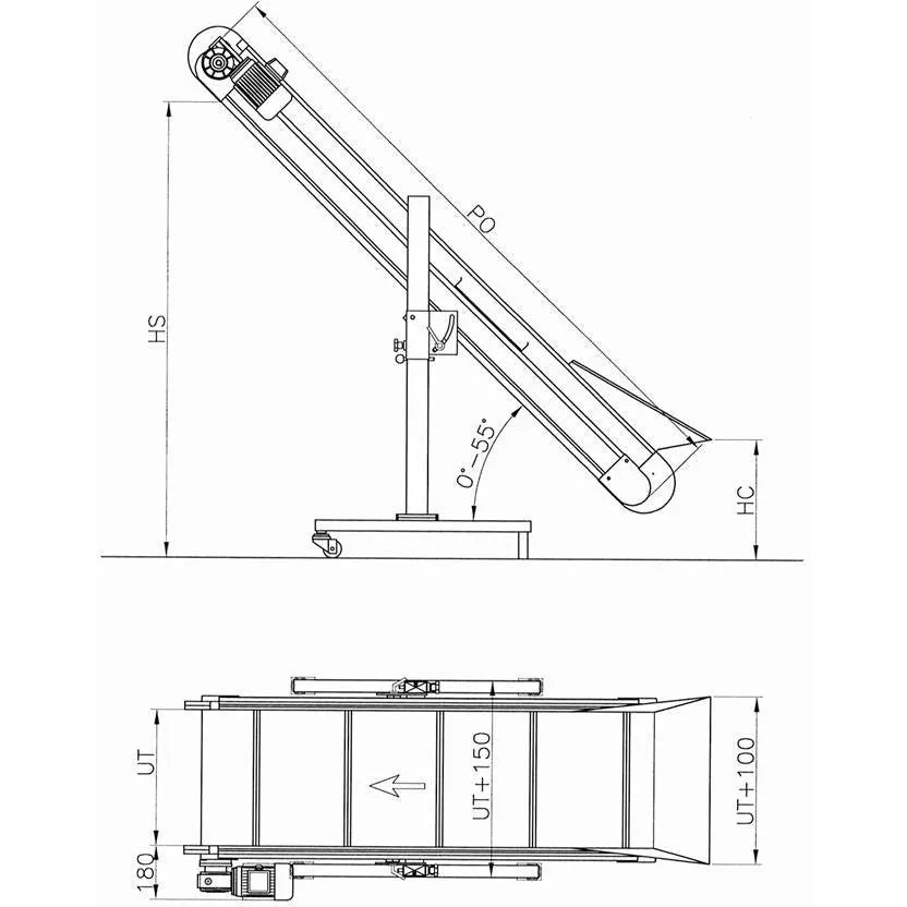 Inclined Conveyor with PP/PA Modular Plastic Belt