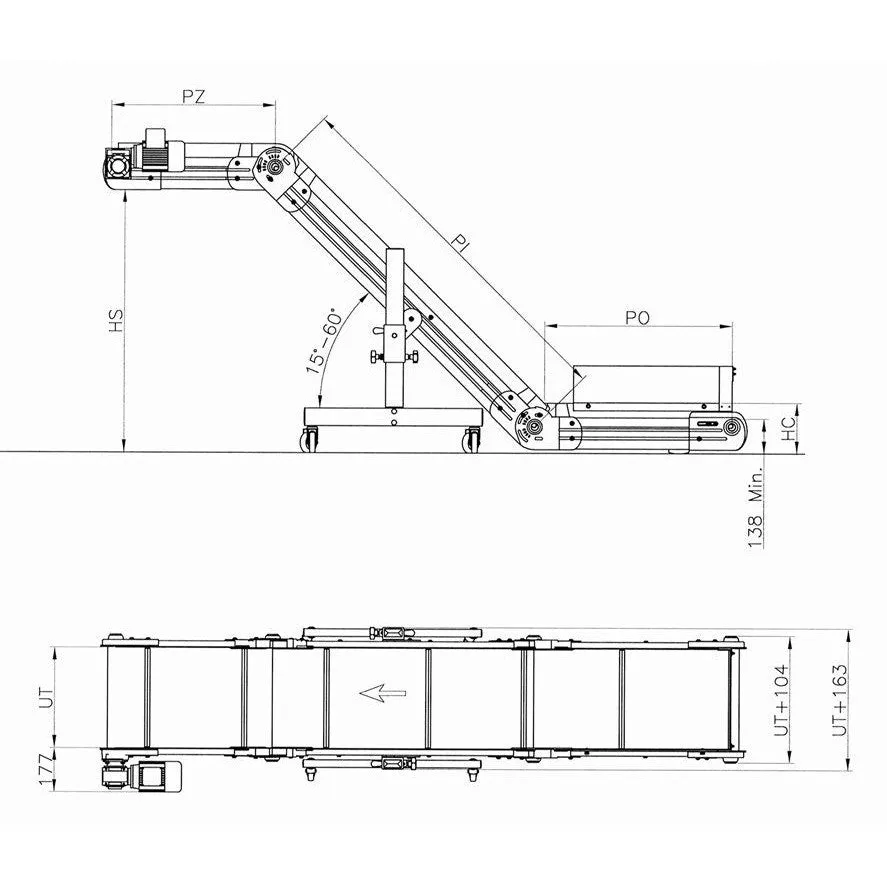 Inclined/Horizontal/Top Conveyor with PU/PVC Belt