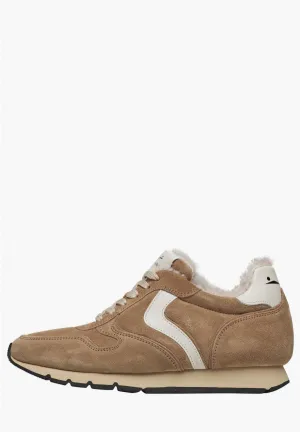 JULIA PUMP FUR LINED SUEDE CALF LEATHER SNEAKER - TOBACCO/ICE