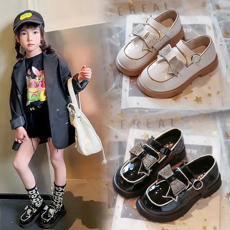 Kids Casual Shoes Children‘s Leather Shoes for Toddlers Girls Party Flats Kids Loafers Bowtie Shoes for Kids Girls Lolita Shoes