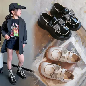 Kids Casual Shoes Children‘s Leather Shoes for Toddlers Girls Party Flats Kids Loafers Bowtie Shoes for Kids Girls Lolita Shoes