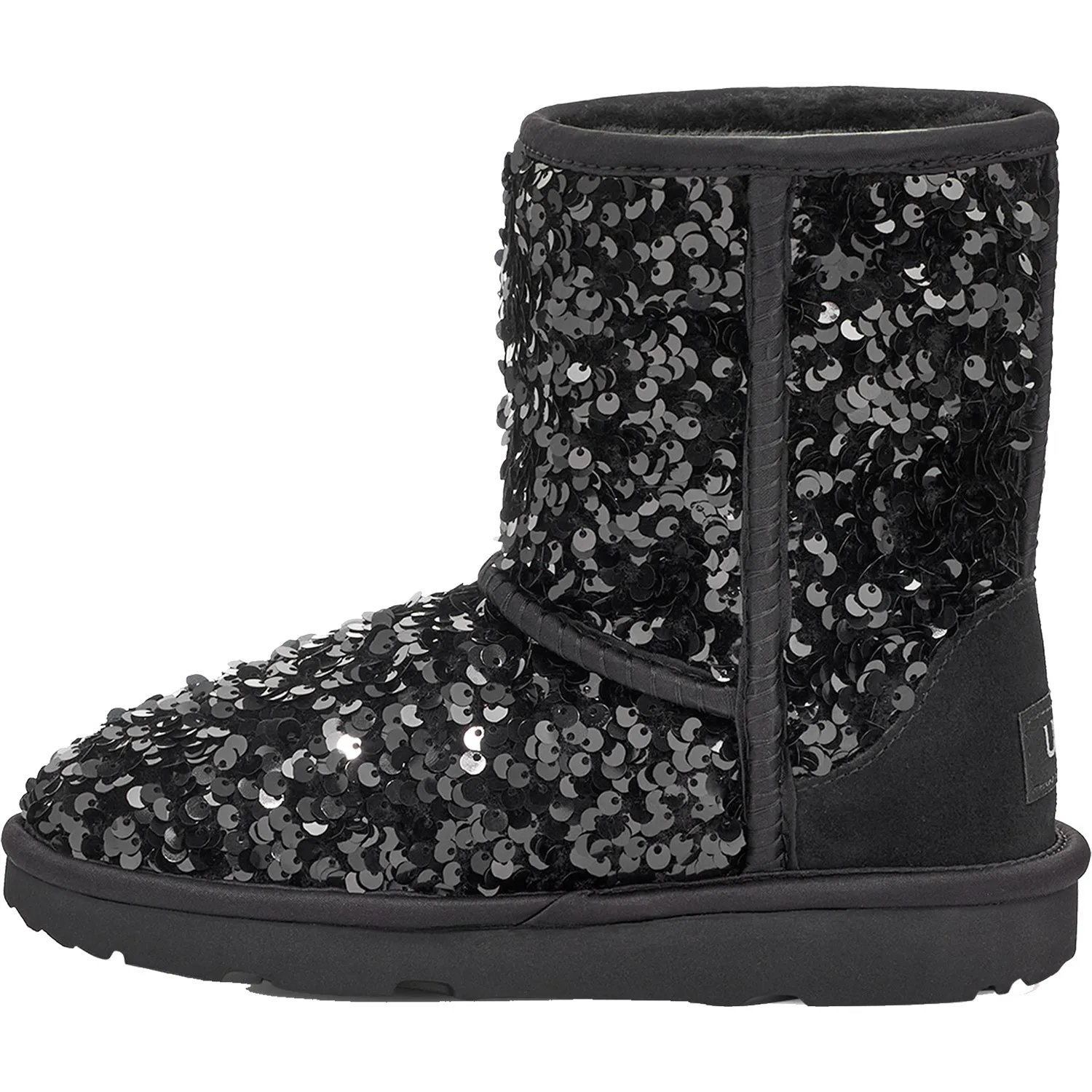 Kid's UGG Classic Short Chunky Sequin Black