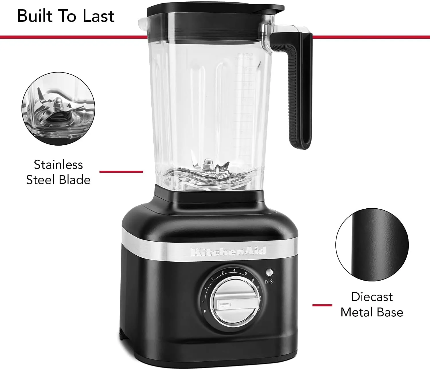 KitchenAid KSB4027BM K400 Countertop Blender, 56 Ounce, Matte Black