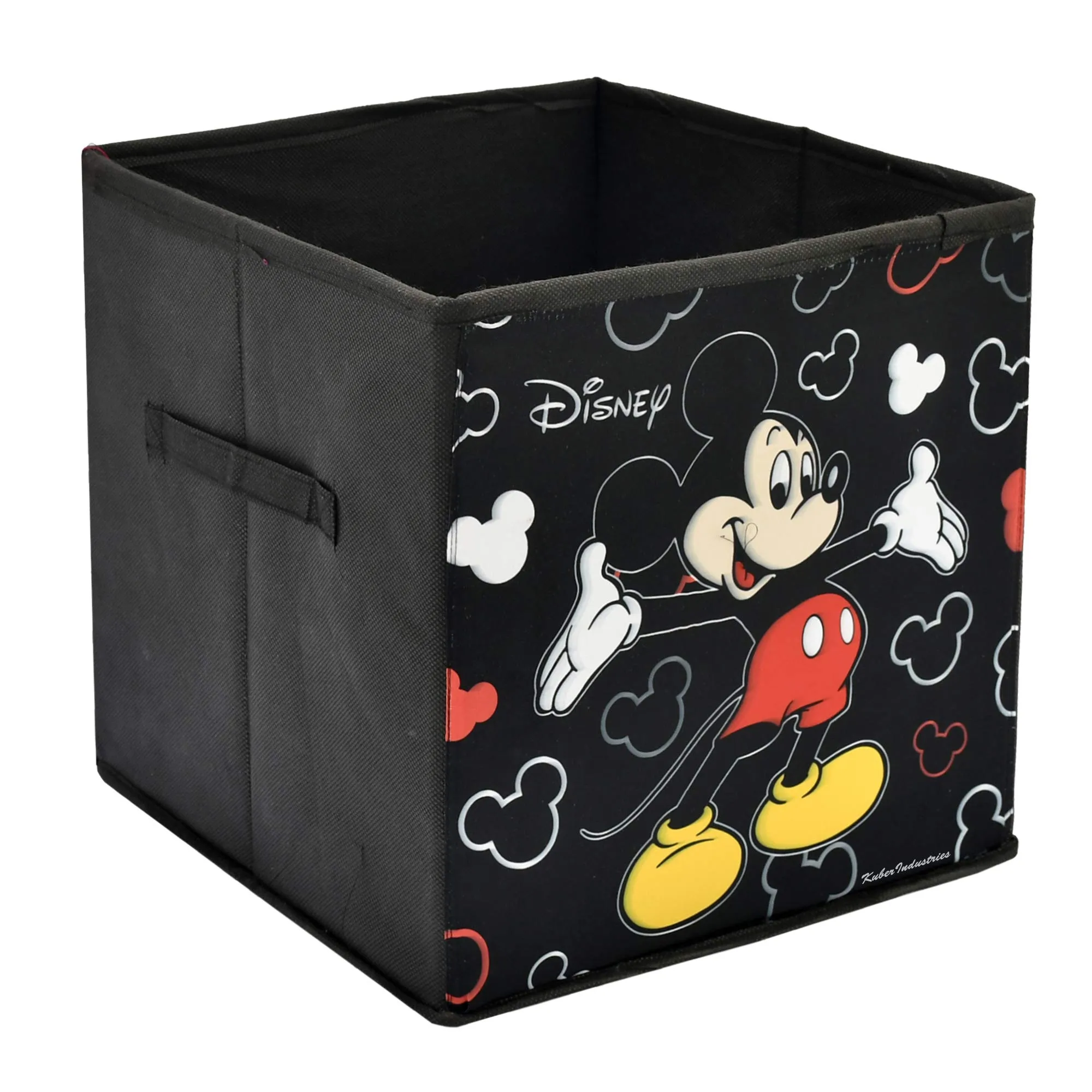 Kuber Industries Disney Print Non Woven Fabric 6 Pieces Foldable Large Size Storage Cube Toy, Books, Shoes Storage Box with Handle (Black & Brown & Pink)