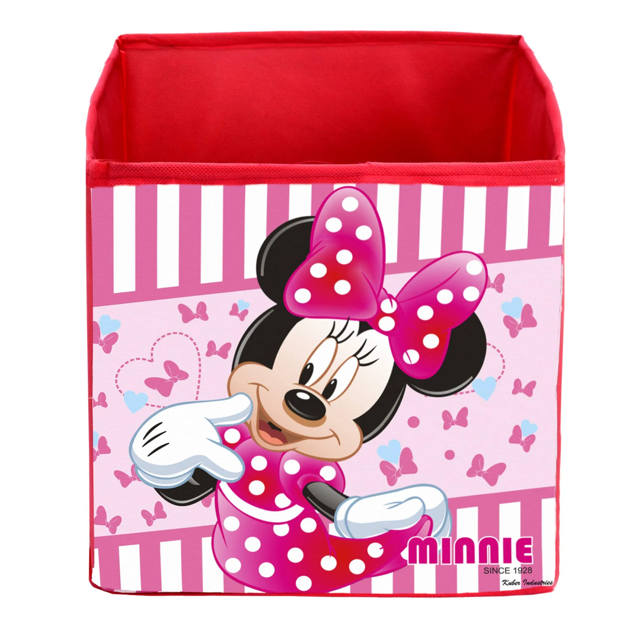 Kuber Industries Disney Print Non Woven Fabric 6 Pieces Foldable Large Size Storage Cube Toy, Books, Shoes Storage Box with Handle (Black & Brown & Pink)