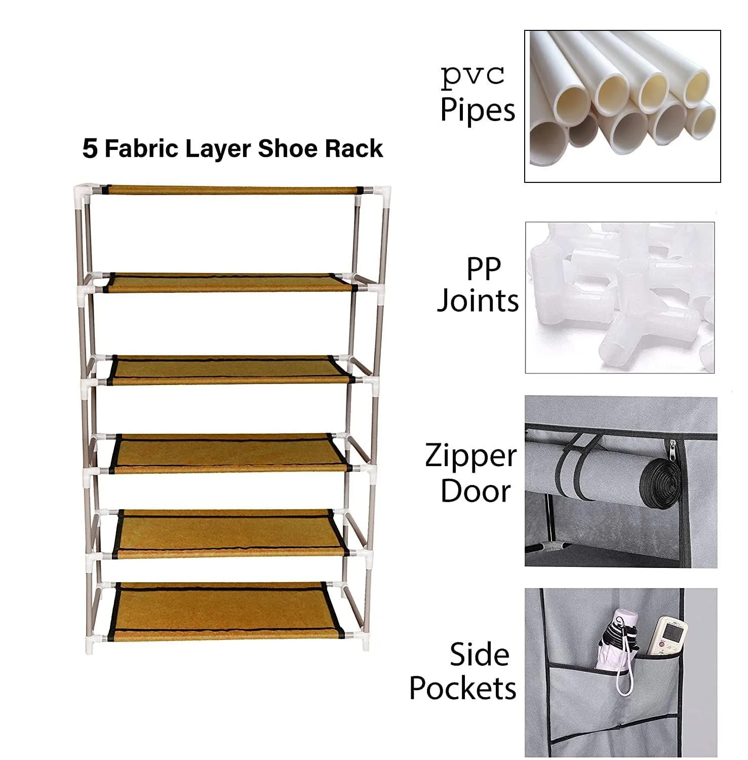 Kuber Industries Shoe Rack|Non-Woven 4 Shelves Shelf|Foldable Storage Rack Organizer for Shoe, Books-Pack of 3 (Maroon)