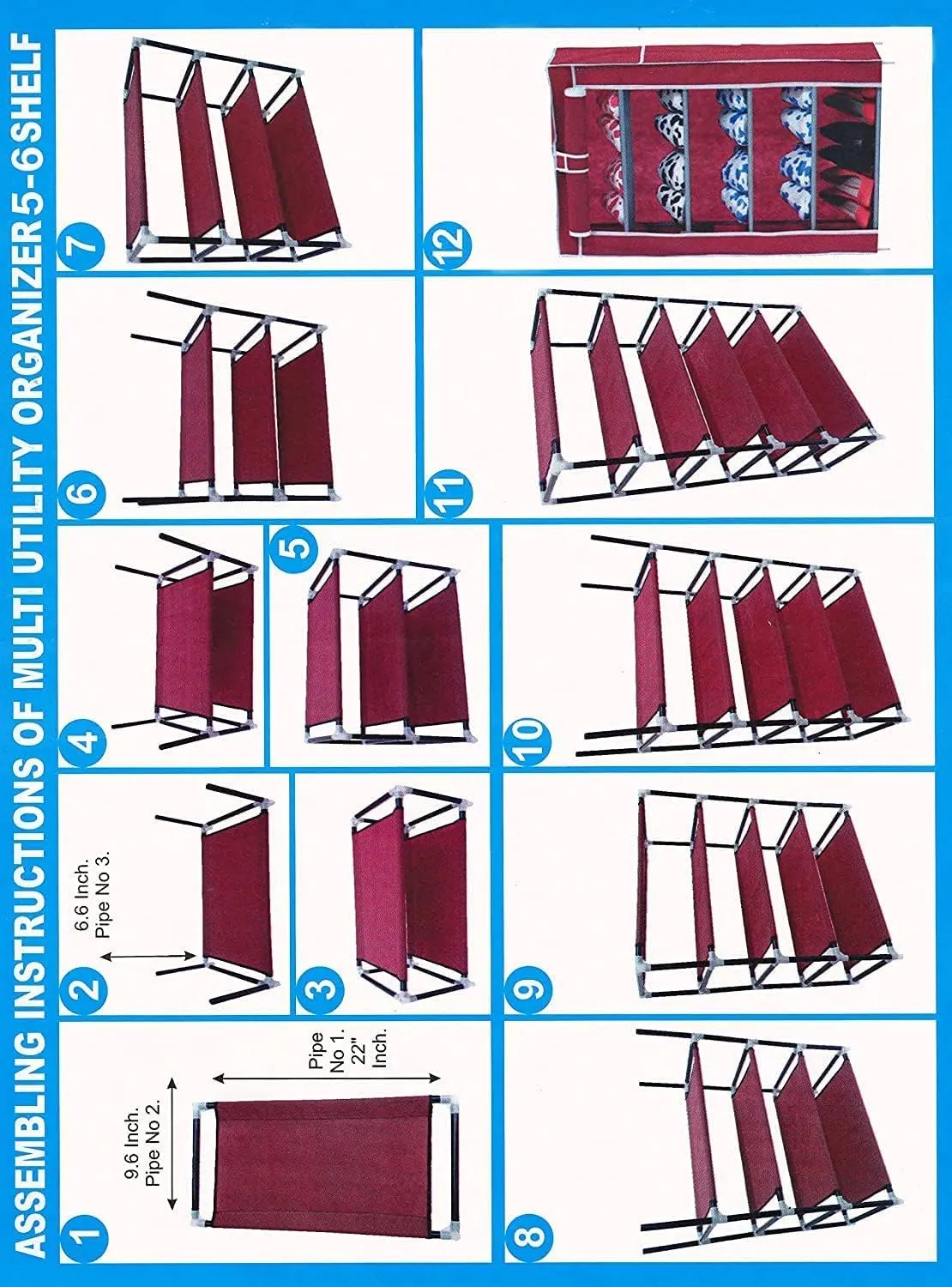 Kuber Industries Shoe Rack|Non-Woven 4 Shelves Shelf|Foldable Storage Rack Organizer for Shoe, Books-Pack of 3 (Maroon)