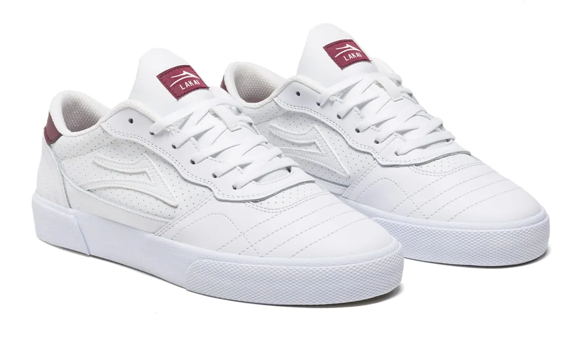 Lakai Shoes Cambridge - White/Burgundy Leather