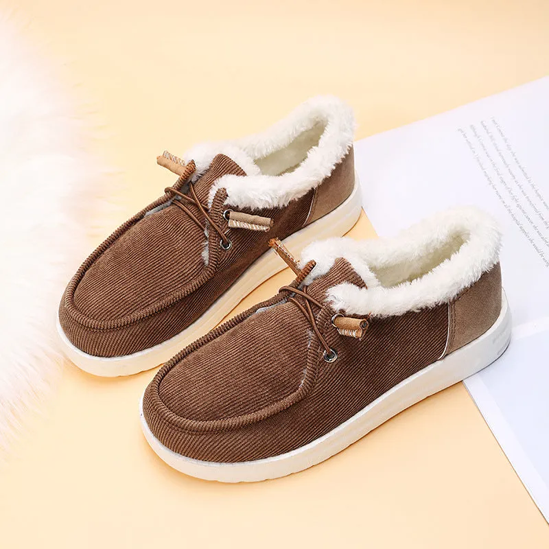 Low-Top Canvas Plush Shoes