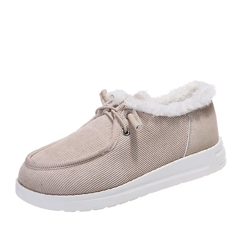 Low-Top Canvas Plush Shoes