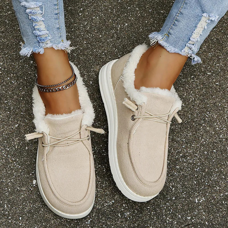 Low-Top Canvas Plush Shoes