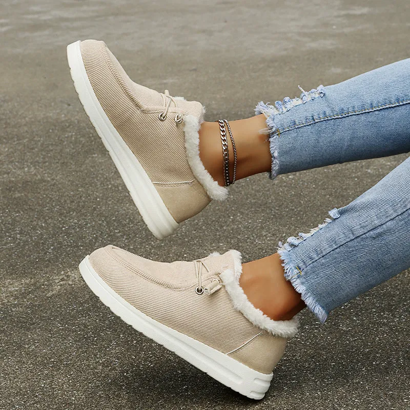 Low-Top Canvas Plush Shoes