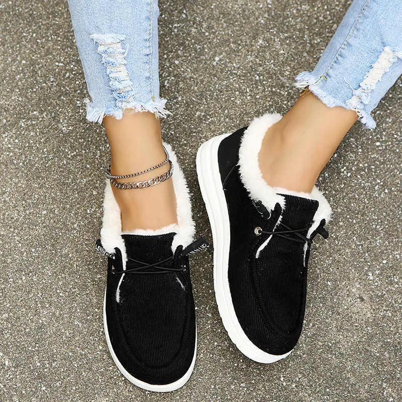 Low-Top Canvas Plush Shoes