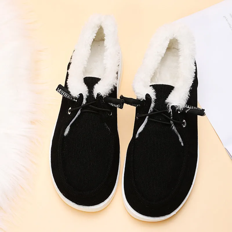 Low-Top Canvas Plush Shoes