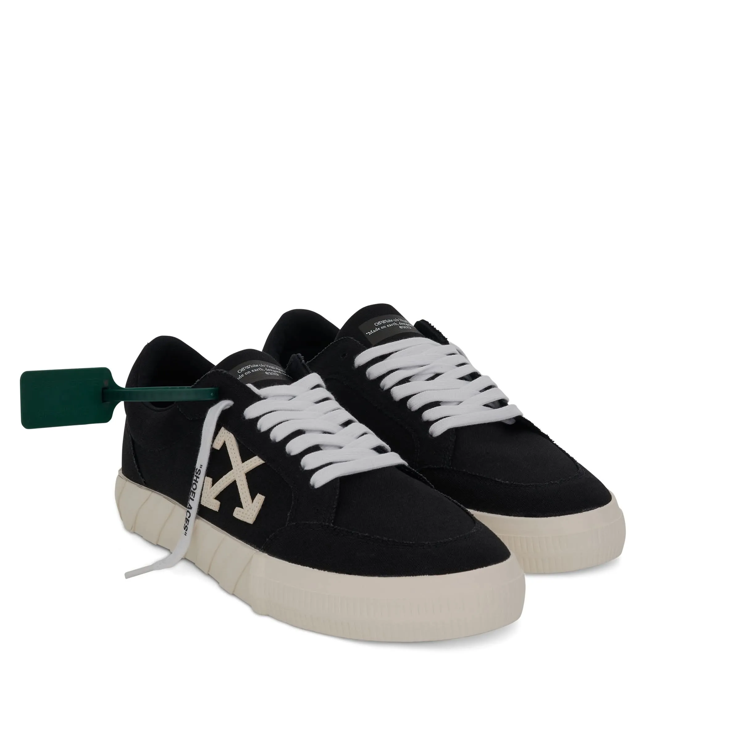 Low Vulcanized Canvas Sneakers in Black/White