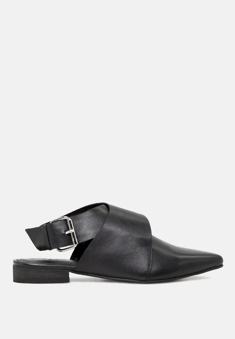 Mariko Leather Mules With Buckle Closure