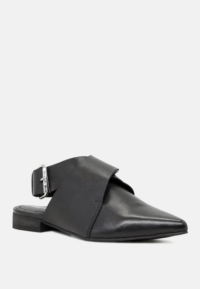 Mariko Leather Mules With Buckle Closure