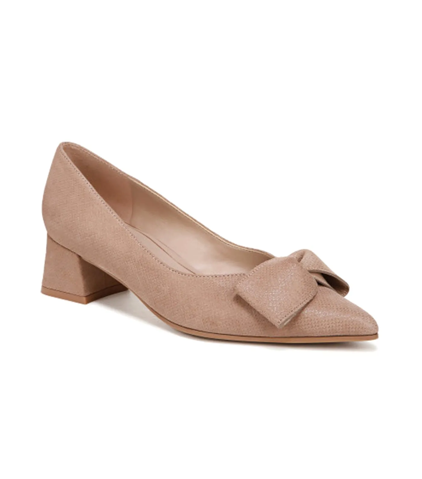 Mavis Bow Pump Glossy Suede Tan