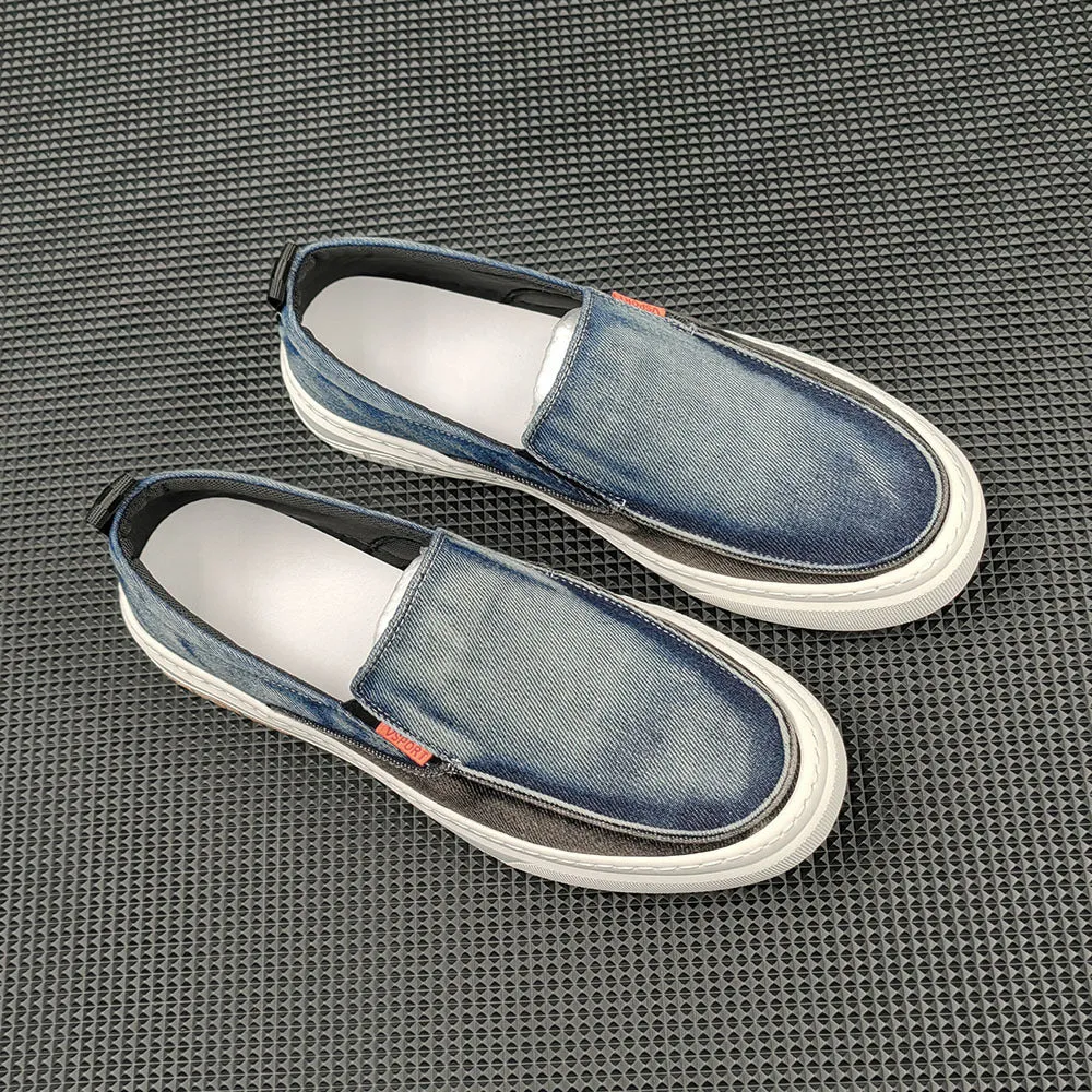 Men Fashion Denim Canvas Flat Casual Loafers