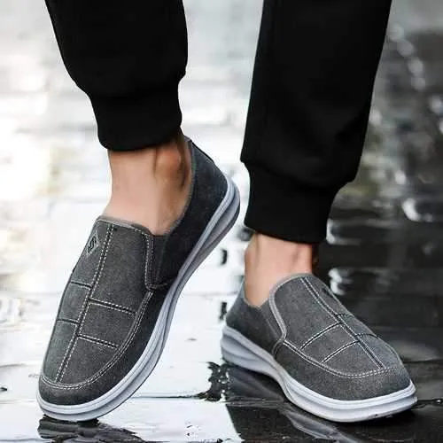 Men Low Top Canvas Breathable Flat Slip On Casual Loafers