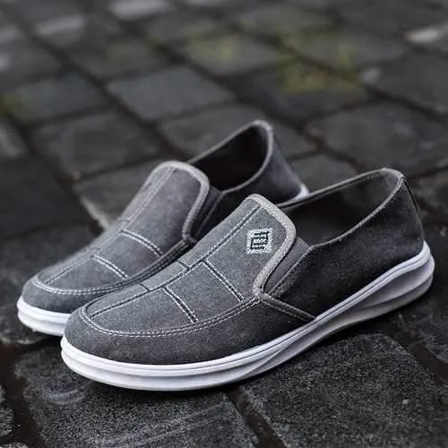 Men Low Top Canvas Breathable Flat Slip On Casual Loafers