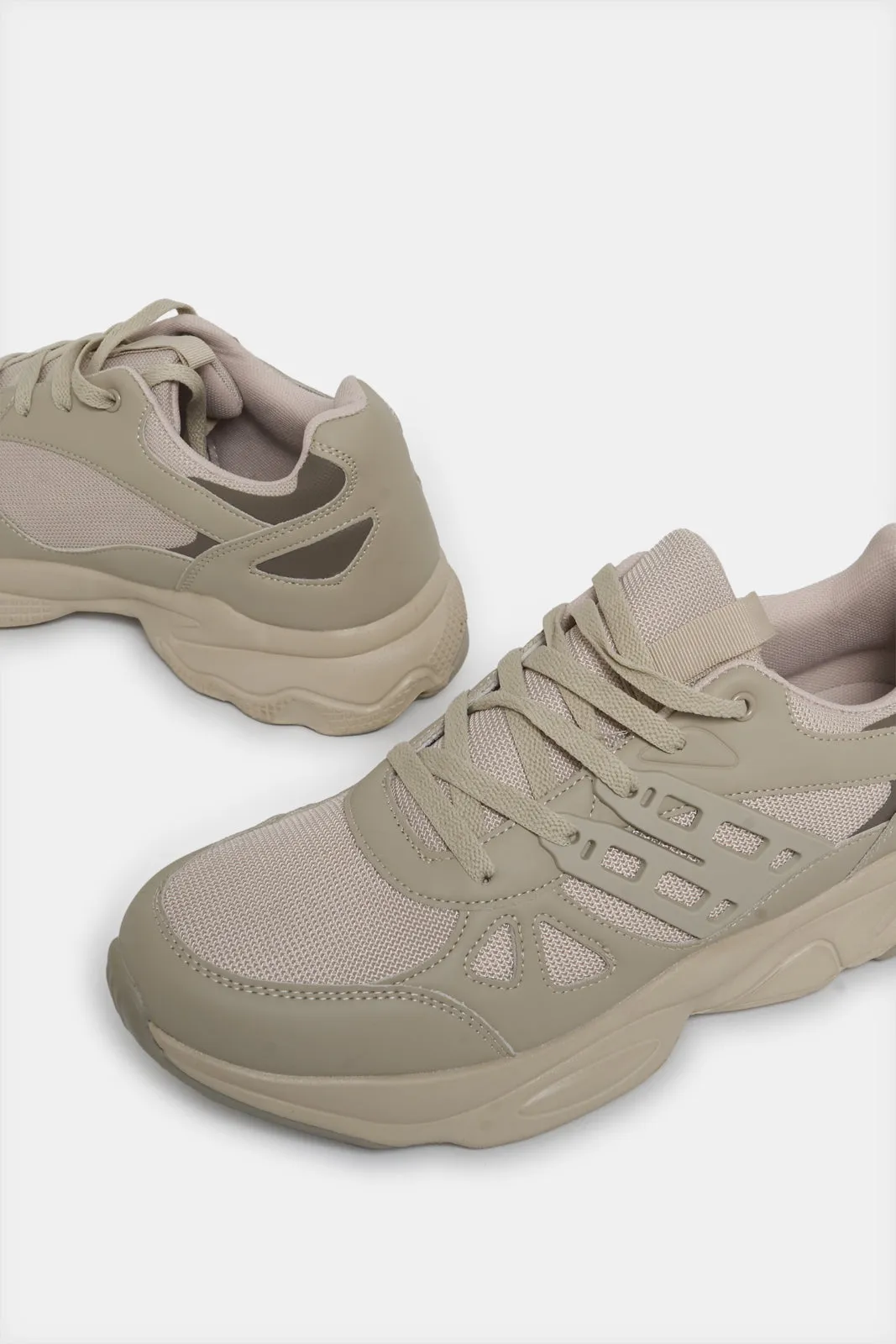 Men Taupe Rubber Chunky Sneakers