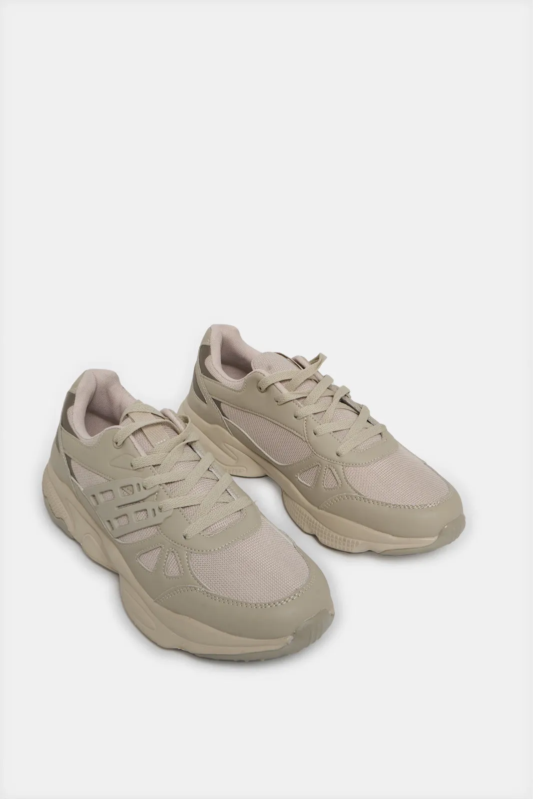 Men Taupe Rubber Chunky Sneakers