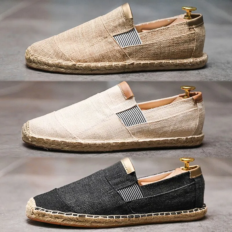 Men's Handmade Straw Canvas Shoes