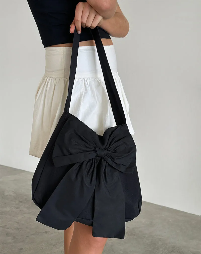 Nagi Bag in Black with Black Bow