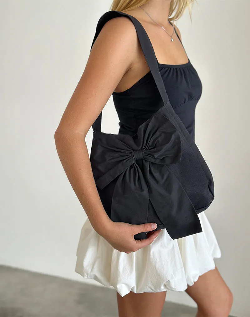 Nagi Bag in Black with Black Bow