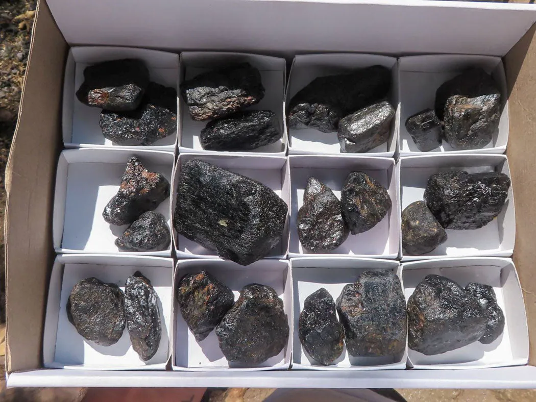 Natural Black Tourmaline Schorl Pieces  x 23 From Zambia