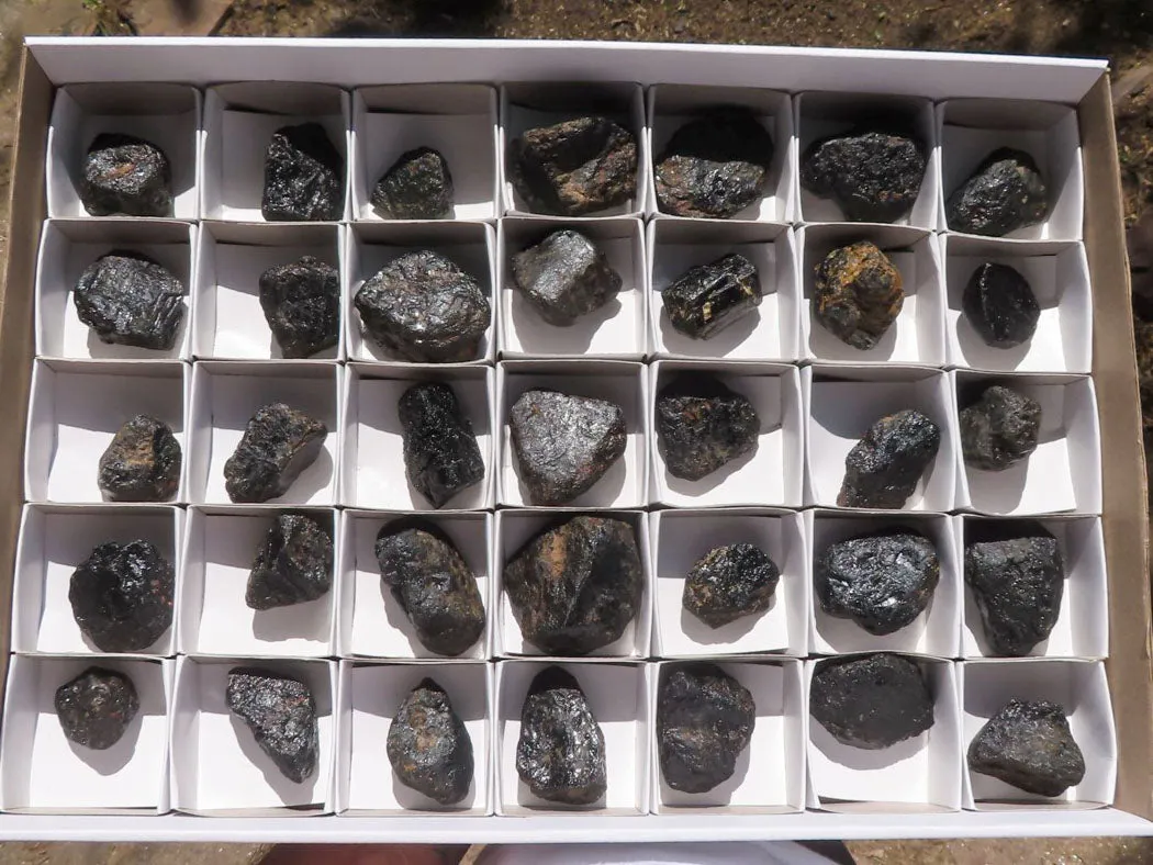 Natural Black Tourmaline Schorl Pieces  x 35 From Zambia