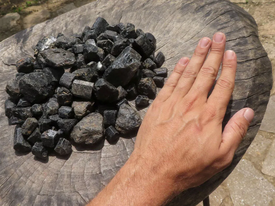 Natural Rough Black Tourmaline Schorl Specimens x 1.9 Kg Lot From Zambia