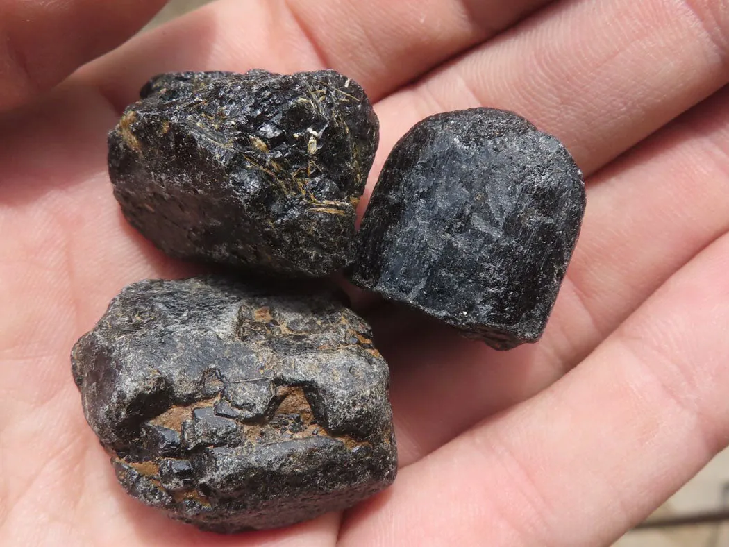 Natural Rough Black Tourmaline Schorl Specimens x 1.9 Kg Lot From Zambia