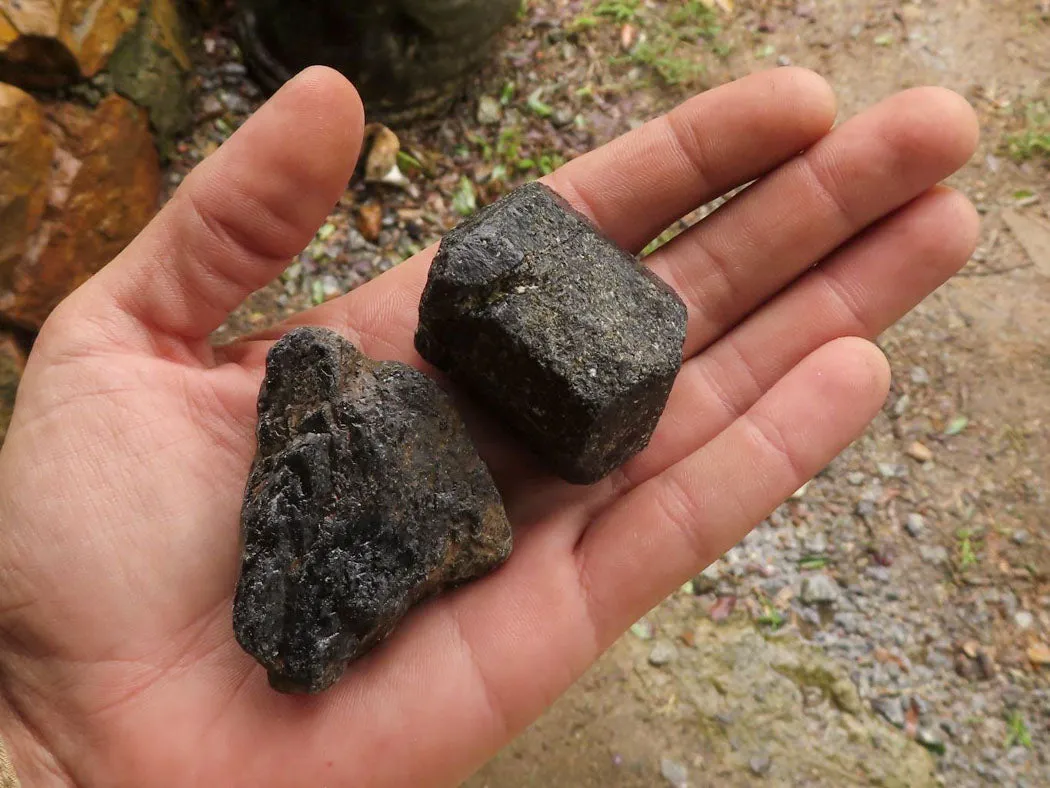 Natural Rough Schorl Black Tourmaline Crystals x 2 Kg Lot From Zambia