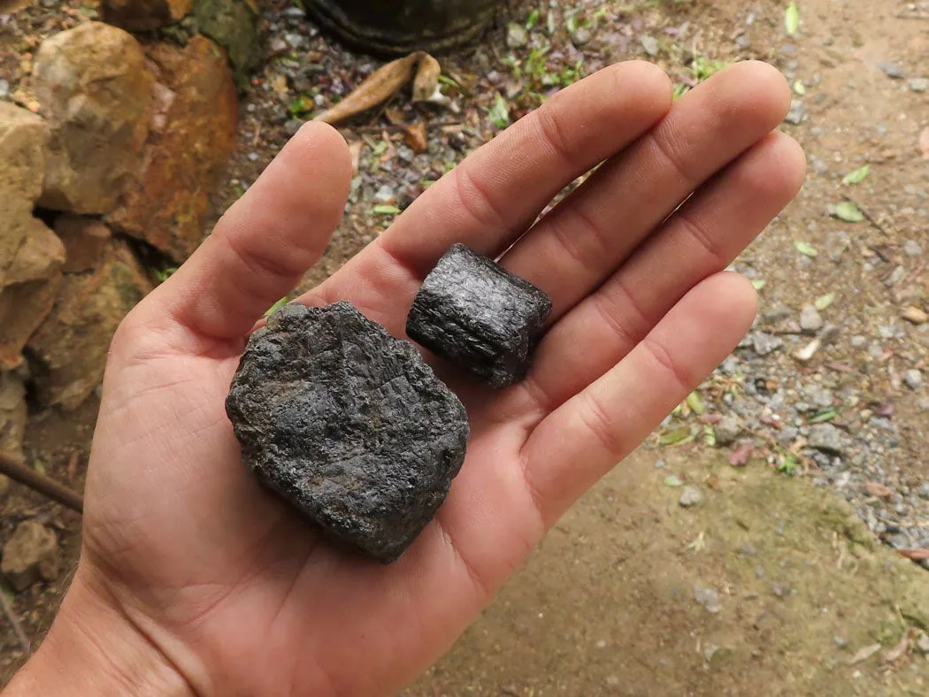 Natural Schorl Black Tourmaline Rough Crystals x 2 Kg Lot From Zambia